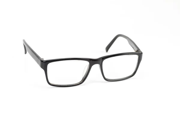 Óculos de olho preto olhar um pouco estilo nerd isolado no branco — Fotografia de Stock