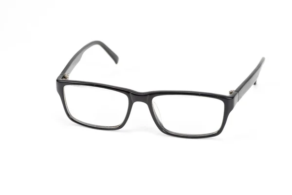 Gafas de ojo negro mirada un poco nerd estilo aislado en blanco —  Fotos de Stock