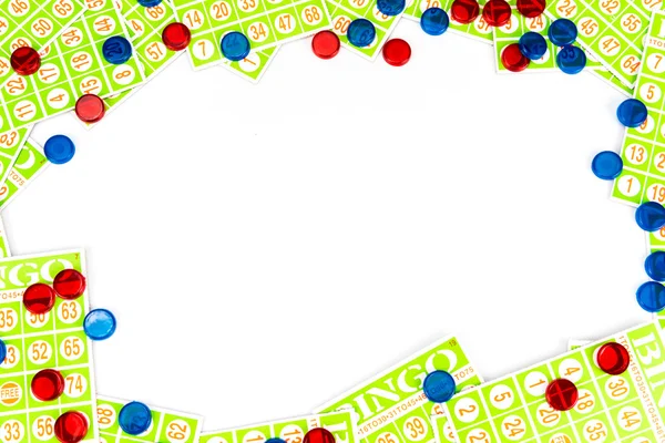 Bingo kartı ve chip Merkezi uzay arka plan var düzenlemek