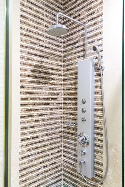 Modern design bathroom with head shower and another normal showe — Stock Photo, Image