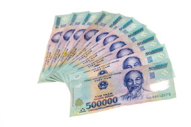 Vietnamca para birimi dong banknotlar üst üste yerleştir
