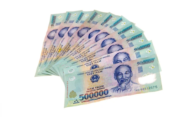 Vietnamca para birimi dong banknotlar üst üste yerleştir