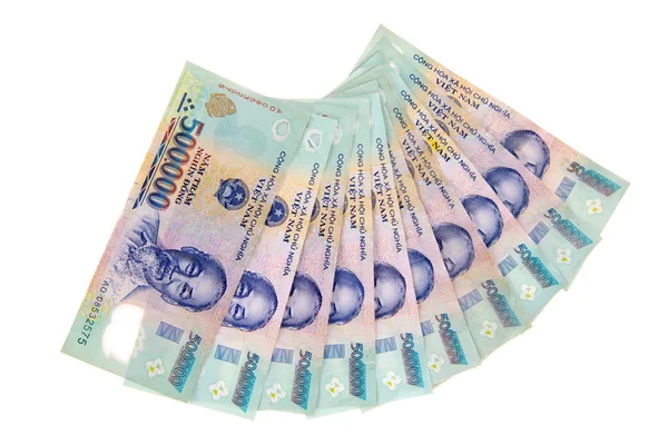 Vietnamca para birimi dong banknotlar üst üste yerleştir