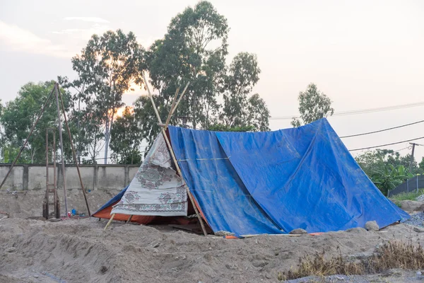 Tent accommodation For construction workers In rural — Stock Photo, Image