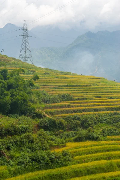 Belle vue sur les montagnes contiennent des champs en terrasses — Photo