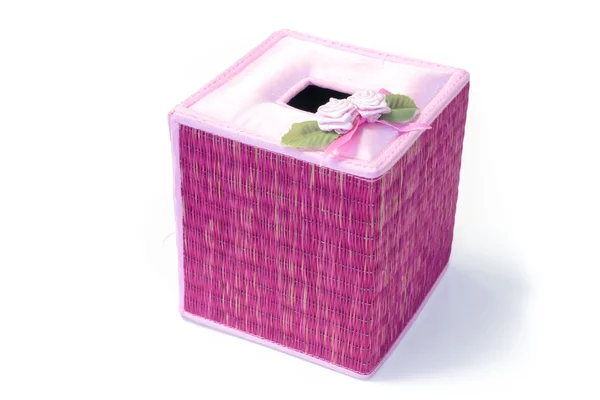 Thai style handmade box of tissues Knitting made by duckweeds — Stock Photo, Image