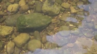 Nadir güzel manzarası, şelale suyu akan are bir kaya ile sığ su alan, metin için yer sırasında