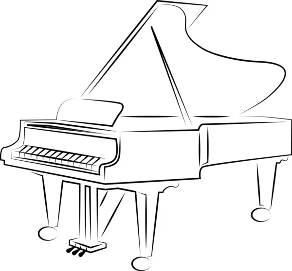 Instrumento Musical Piano Preto Branco — Vetor de Stock