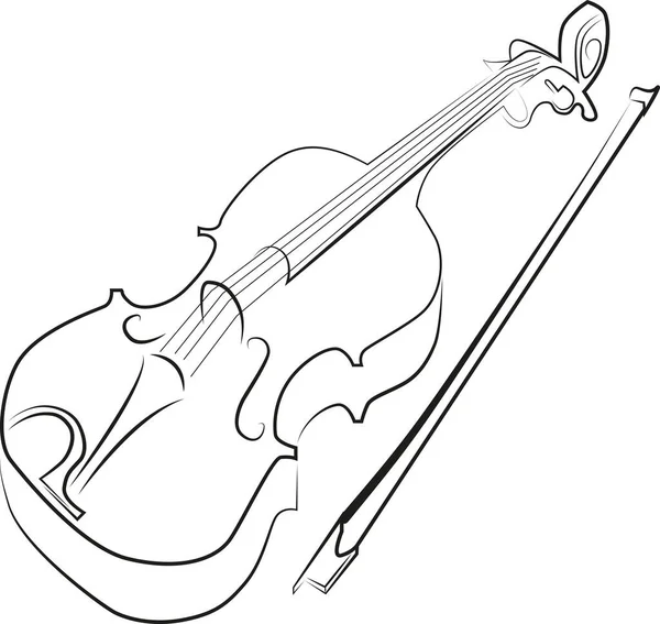 Instrumento Musical Violino Preto Branco — Vetor de Stock