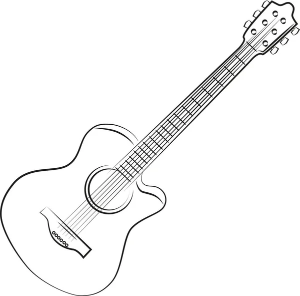 Instrumento Musical Guitarra Blanco Negro — Vector de stock