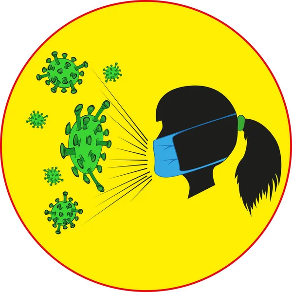 Het Dragen Van Een Masker Beschermt Tegen Het Virus — Stockvector