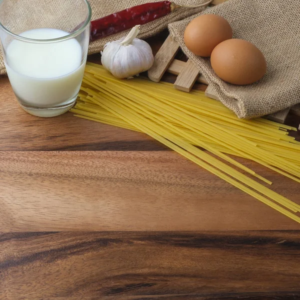 Ingredientes Para Pasta Carbonara Cocina Tradicional Italiana —  Fotos de Stock