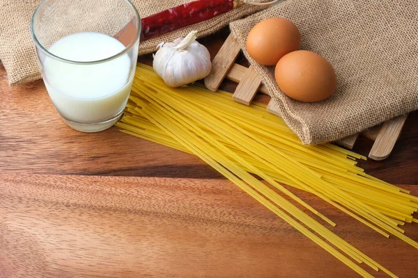 Ingredientes Para Pasta Carbonara Cocina Tradicional Italiana —  Fotos de Stock