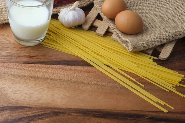 Ingredientes Para Pasta Carbonara Cocina Tradicional Italiana —  Fotos de Stock