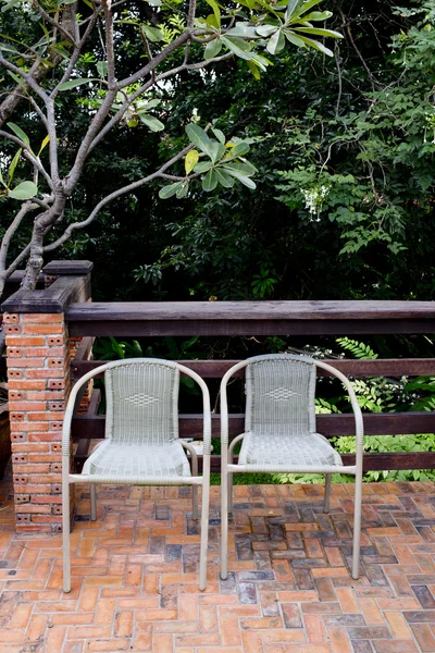 Out door couple of rattan chairs. — Stock Photo, Image