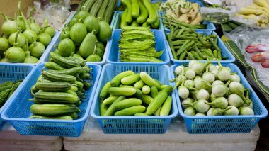 Taze ve organik sebze Tayland at pazarında