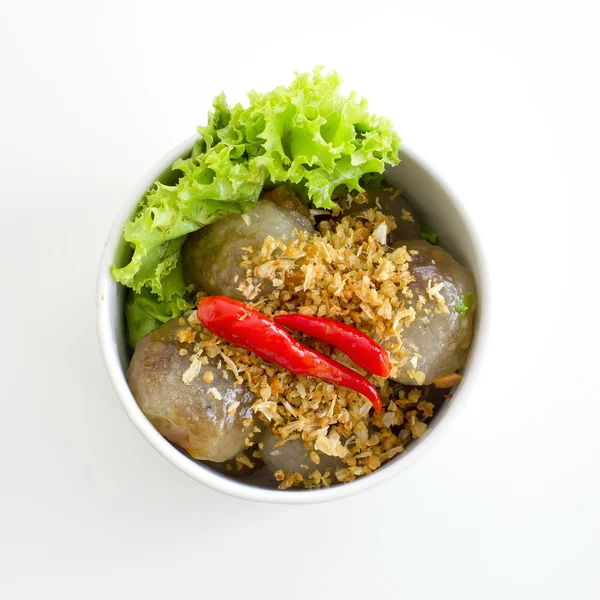 Bolas de tapioca al vapor con relleno de cacahuete y cerdo — Foto de Stock