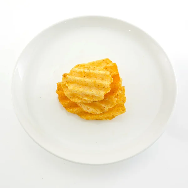 Potato crisps on white background — Stock Photo, Image