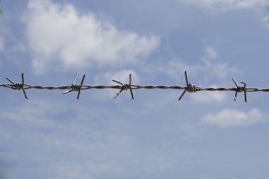 Barb tel çit mavi gökyüzü ile