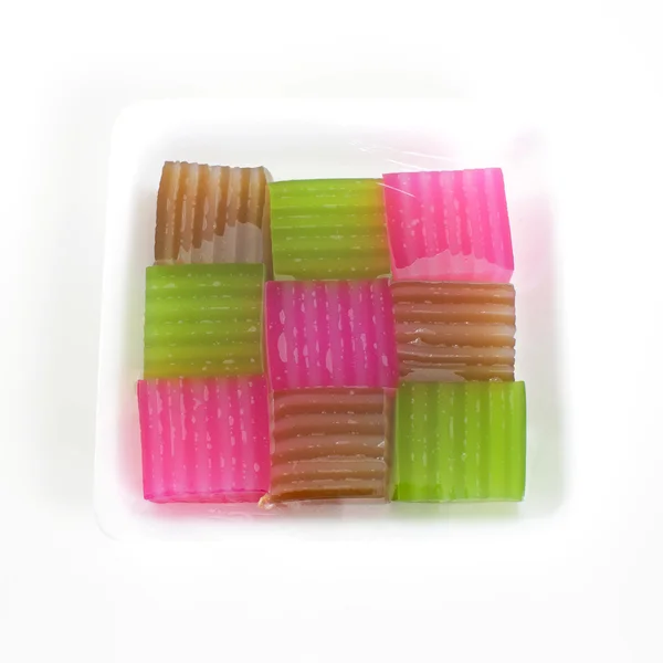 Khanom Chan lub tajskie słodycze to rodzaj słodkiego tajskiego deseru. — Zdjęcie stockowe