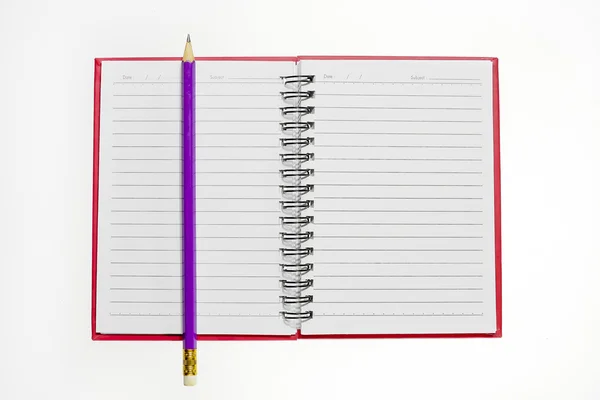 Cuaderno rojo y lápiz — Foto de Stock