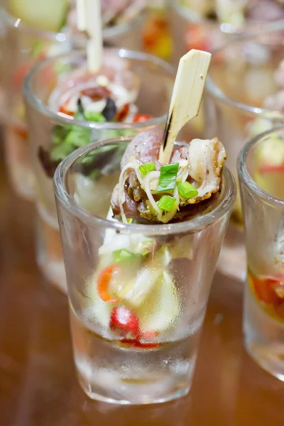 Many servings of sweet tasty dessert on buffet — Stock Photo, Image