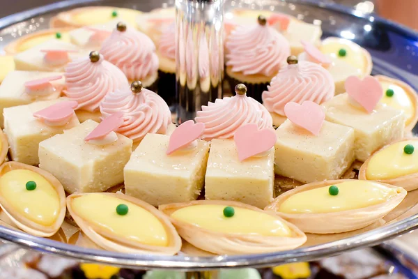 Closeup dessert on buffet line — Stock Photo, Image