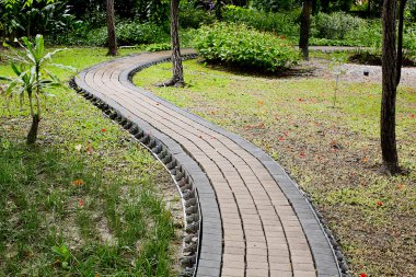 yeşil park taş yol