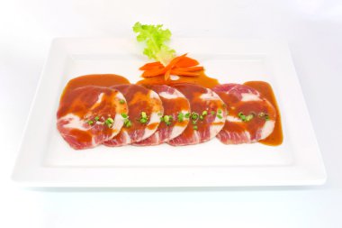 tazelik slided domuz etinin beyaz yemek ızgara için