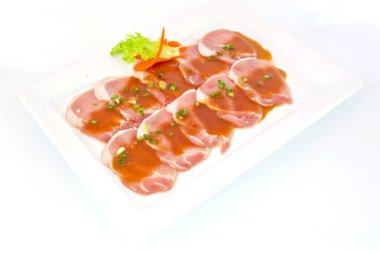 tazelik slided domuz etinin beyaz yemek ızgara için