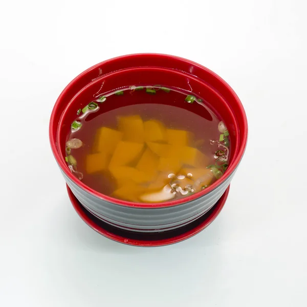Miso sopa, comida japonesa isolada no fundo branco — Fotografia de Stock