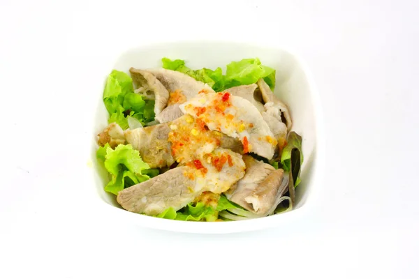 Salada japonesa - alface e carne com molho de salada japonês — Fotografia de Stock