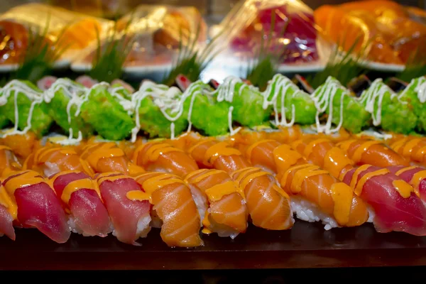 Japanese Cuisine -Buffet catering style Sushi Set in restaurant — Stock Photo, Image