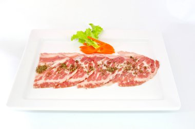 tazelik slided domuz etinin beyaz yemek ızgara için