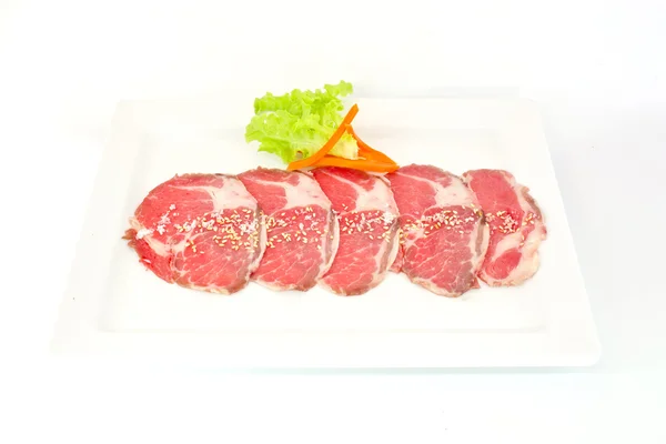 High grade sliced Hida wagyu beef isolated on white background — Stock Photo, Image