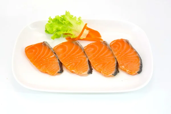 Isolated slice of salmon — Stock Photo, Image