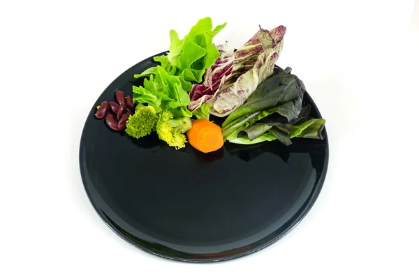 Vegetable salad on plate with blank spcae for wording — Stock Photo, Image