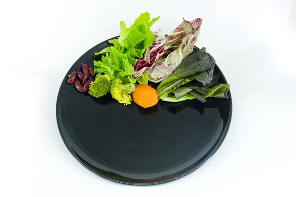 Vegetable salad on plate with blank spcae for wording — Stock Photo, Image