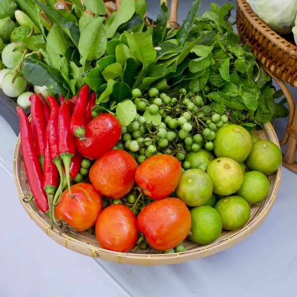 Kind of Thai vegetables set in Thai kitchen style. — Stock Photo, Image