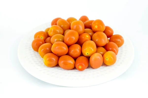 白盘中的樱桃番茄 — 图库照片