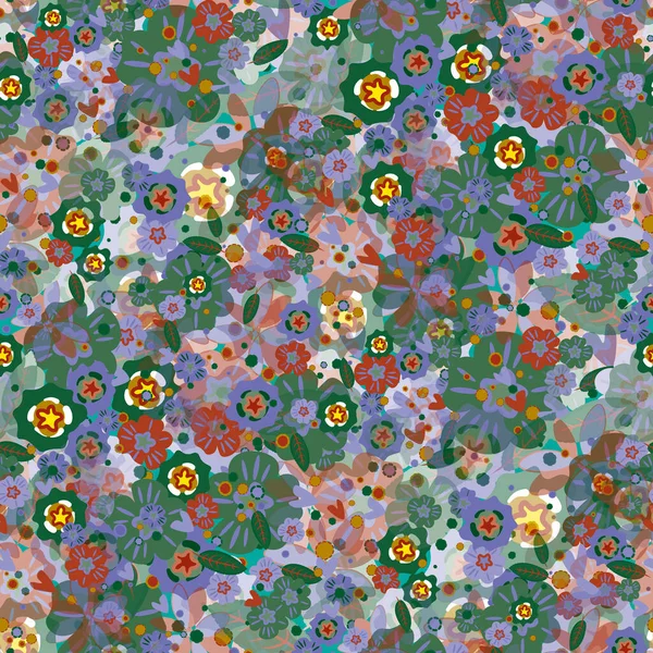 Dessin à la main de nombreuses fleurs de motif multicolore sans couture. — Photo