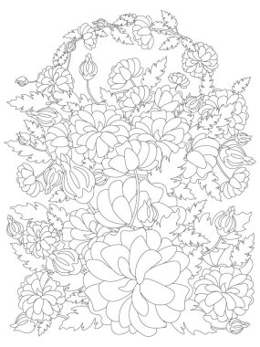 Çiçek dokuan yetişkinler için boyama sayfası
