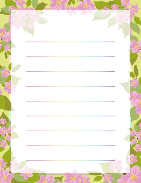 Lined letterhead paper page with a floral frame — Stock Photo, Image