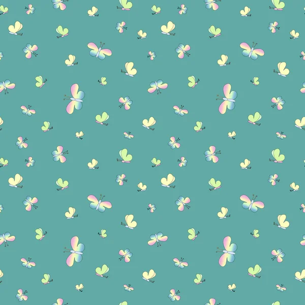 Flying butterflies are a seamless pattern. Turquoise background — Stock Photo, Image