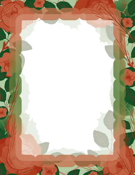 Forma carta com moldura floral. Rosas florais coroa borda papel timbrado. — Fotografia de Stock