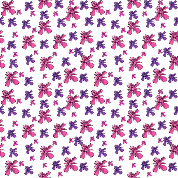 Φωτεινό Καλοκαιρινό Φόντο Ροζ Λιλά Και Μοβ Λουλούδια Λευκό Φόντο — Φωτογραφία Αρχείου