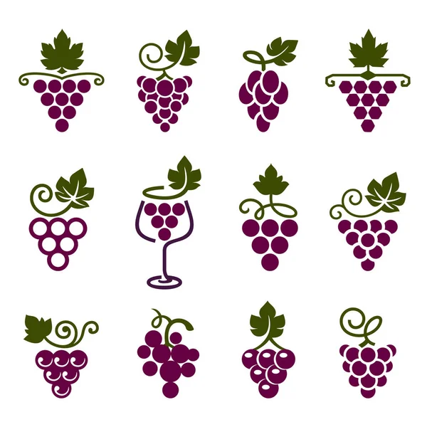 一串叶子 一串葡萄 风格简朴平整 葡萄酒设计理念或葡萄栽培的图标 葡萄装饰图案 矢量说明 免版税图库矢量图片