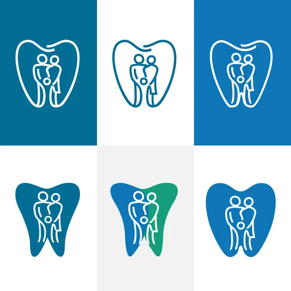 Conjunto Iconos Cuidado Dental Familiar Abstracto Sofisticado Logotipo Práctica Dental Gráficos Vectoriales