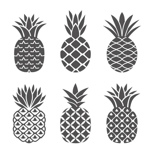 Abstrakte Ananas Symbole Weißer Und Schwarzer Farbe Kreative Flache Ananas — Stockvektor