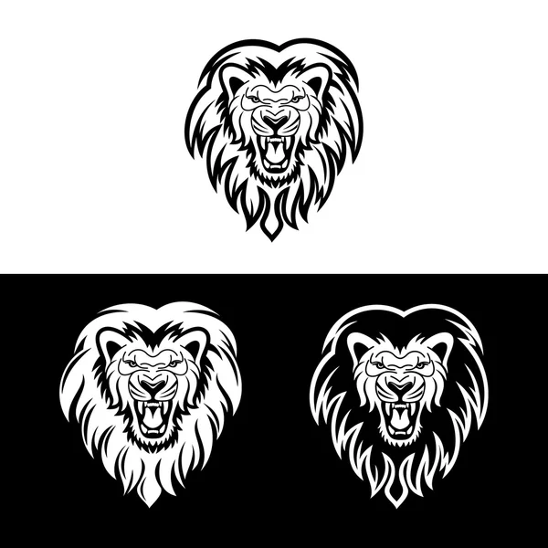 Lejonhuvud i skyltar och etiketter 3 — Stock vektor